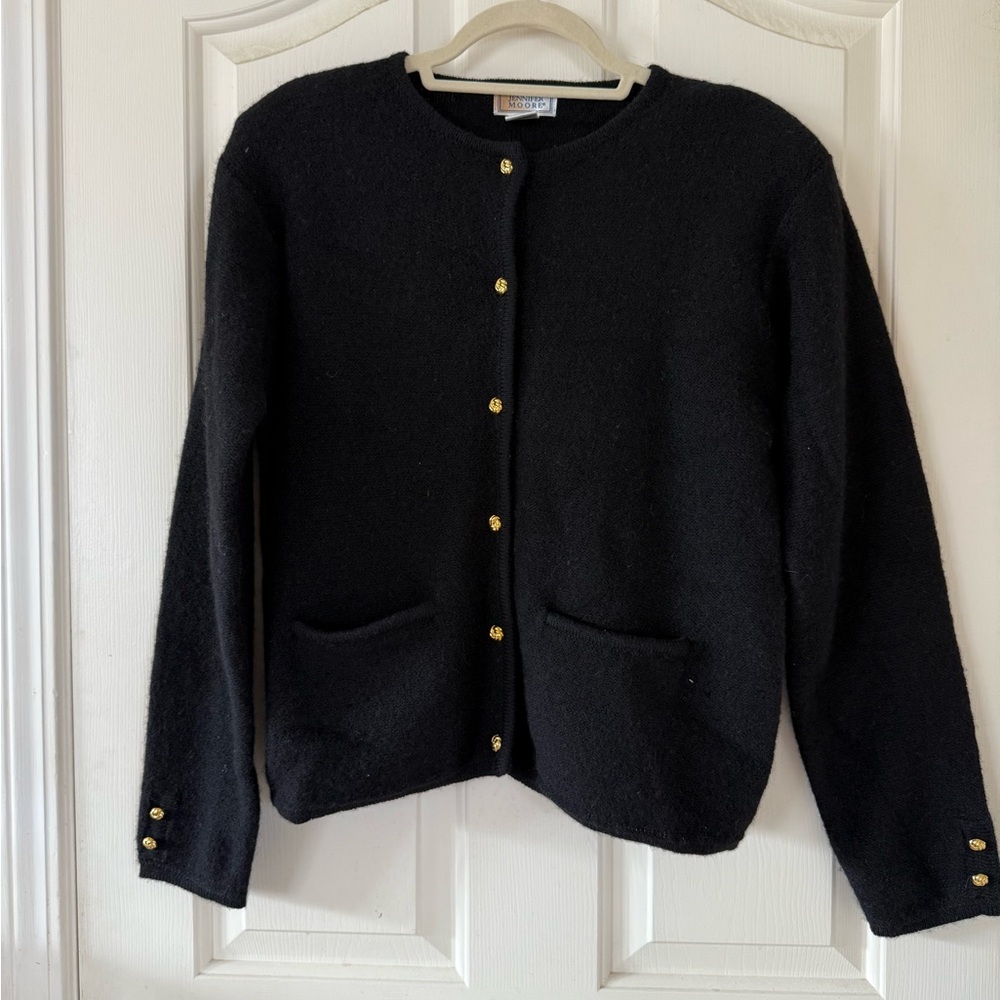 Jennifer Moore Black Cardigan with Gold Buttons
